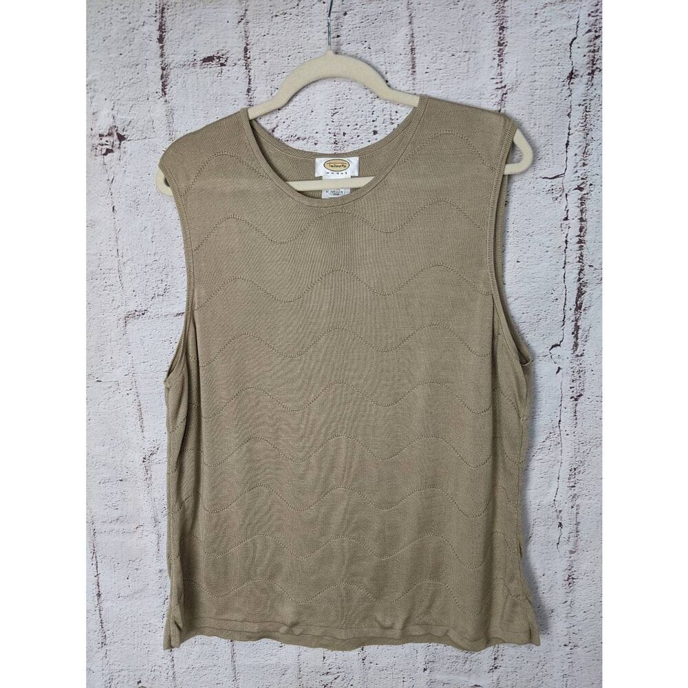 Talbots Beige Silk Knit Pullover Round Neck Sleeveless Sweater Vest Size 3X